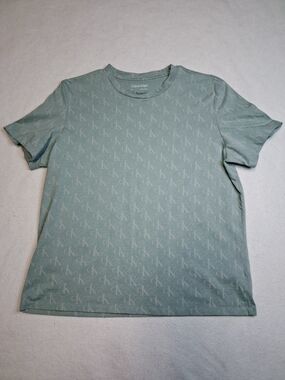 Calvin Klein Men's Sage Green Logo Short Sleeve Tee